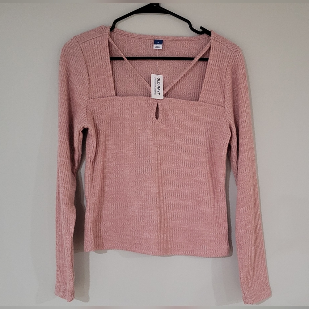 Old Navy cropped pink cut out sweater